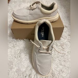 SPERRY Capitan’s Moc Chambray Woman Size 10M (41 Eur) in Ivory BRAND NEW